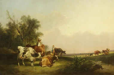 Pastorale Szene, Vieh & Figuren